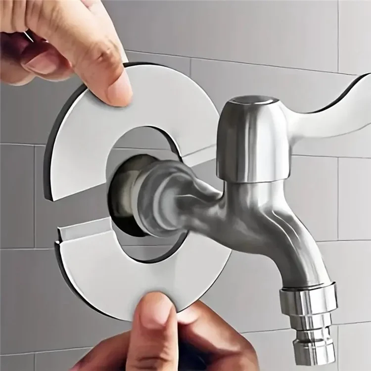 5Pcs Stainless Steel Round Wall Hole Flange Decor Cover Self-Adhesive Faucet Decorative Cover Plate - Inner Diameter 28mm