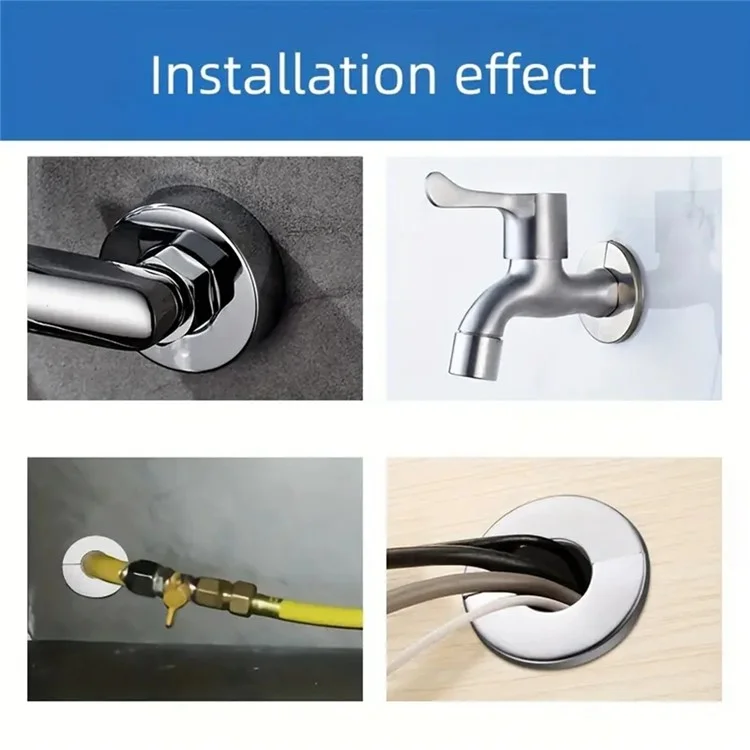 5Pcs Stainless Steel Round Wall Hole Flange Decor Cover Self-Adhesive Faucet Decorative Cover Plate - Inner Diameter 28mm