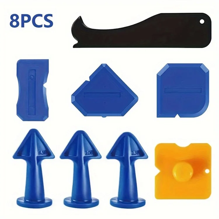 8Pcs / Set Sealant Caulking Remover Scraper Plastic Pointed Shovel Seam Glue Remover Tools Kit