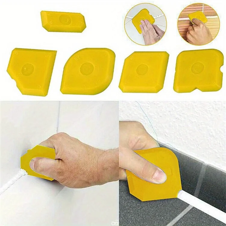 5Pcs Silicone Sealant Tool Spreader Caulk Tile Grout Applicator Window Door Cement Caulk Removal Tool - Blue