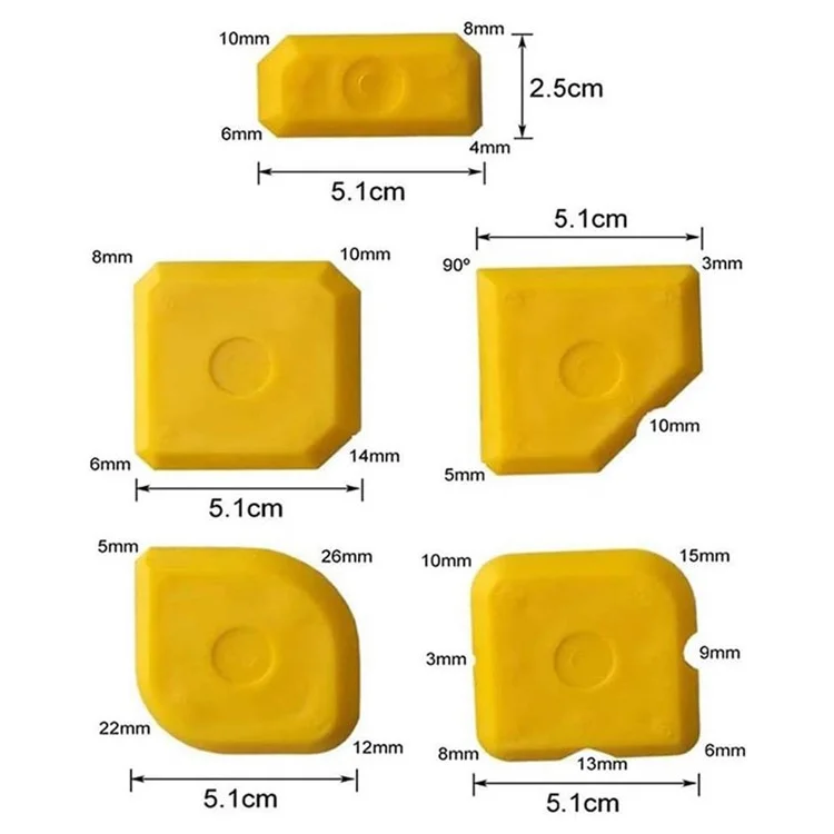5Pcs Silicone Sealant Tool Spreader Caulk Tile Grout Applicator Window Door Cement Caulk Removal Tool - Blue