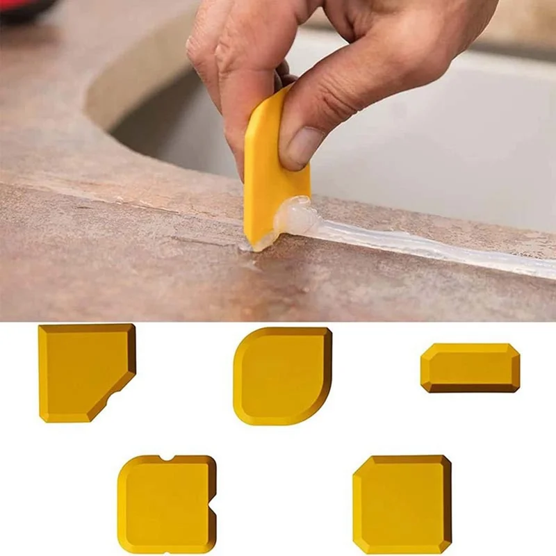 5Pcs Silicone Sealant Tool Spreader Caulk Tile Grout Applicator Window Door Cement Caulk Removal Tool - Red