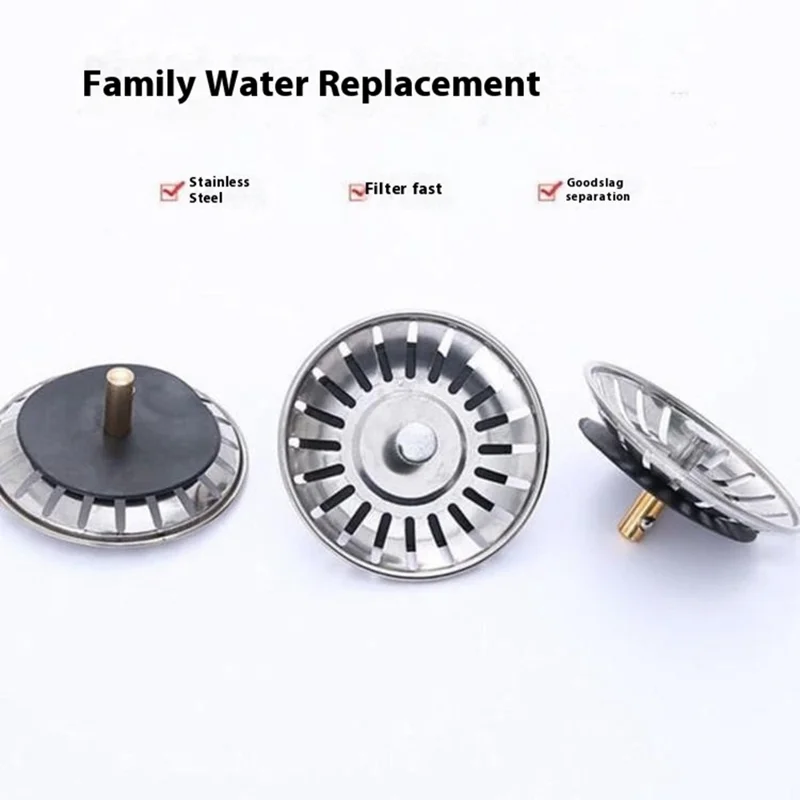 Stainless Steel Floor Drain Filter Stopper Kitchen Sink Bathroom Sewer Leakage Plug - White