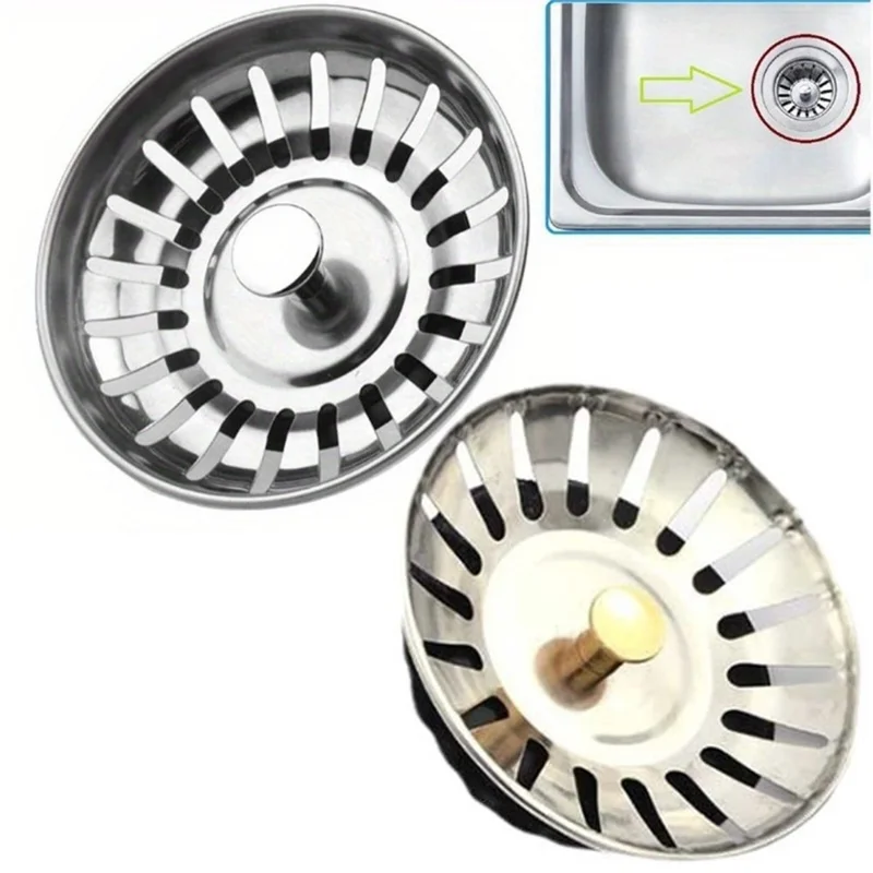 Stainless Steel Floor Drain Filter Stopper Kitchen Sink Bathroom Sewer Leakage Plug - White