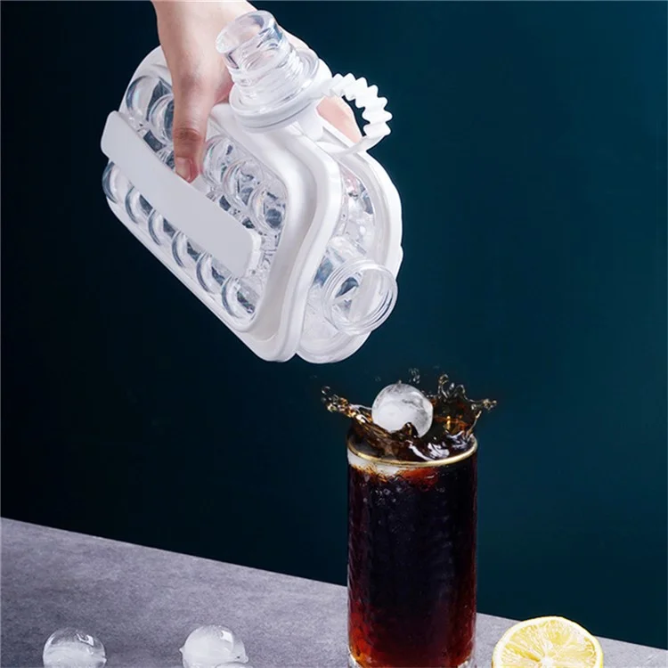 Bouilloire portable pliable 2 en 1 pour fabriquer des glaçons avec 17 compartiments, couvercle plat pour refroidir les glaçons pour whisky et cocktails - Blanc