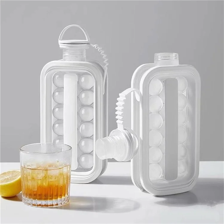 Bouilloire portable pliable 2 en 1 pour fabriquer des glaçons avec 17 compartiments, couvercle plat pour refroidir les glaçons pour whisky et cocktails - Blanc