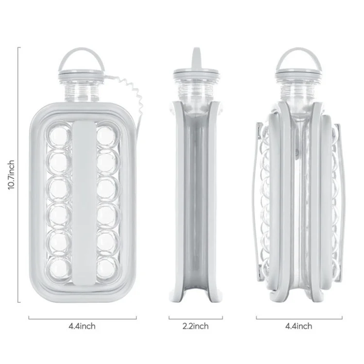 Bouilloire portable pliable 2 en 1 pour fabriquer des glaçons avec 17 compartiments, couvercle plat pour refroidir les glaçons pour whisky et cocktails - Blanc