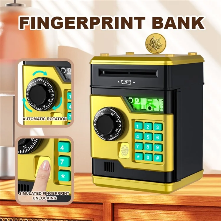 Fingerprint Password Safe Piggy Bank ATM-Style Electronic Coin and Cash Savings Children Plastic Saving Money Box - Pink