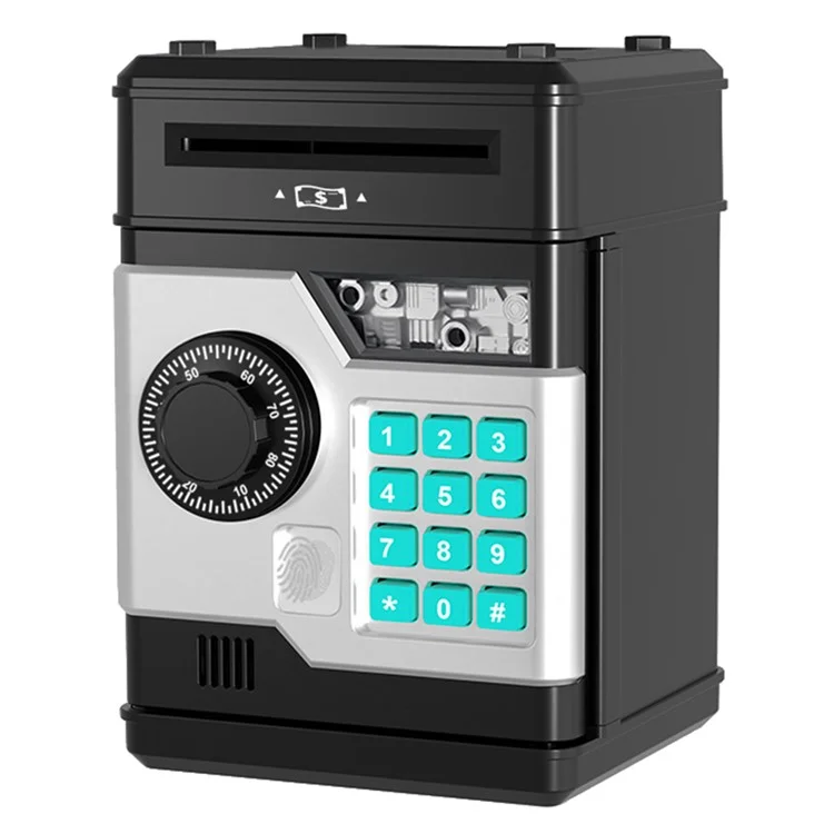Fingerprint Password Safe Piggy Bank ATM-Style Electronic Coin and Cash Savings Children Plastic Saving Money Box - Black