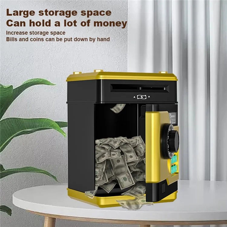 Fingerprint Password Safe Piggy Bank ATM-Style Electronic Coin and Cash Savings Children Plastic Saving Money Box - Black
