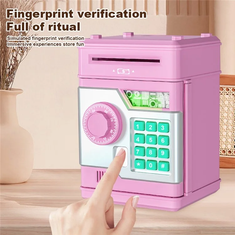 Fingerprint Password Safe Piggy Bank ATM-Style Electronic Coin and Cash Savings Children Plastic Saving Money Box - Black