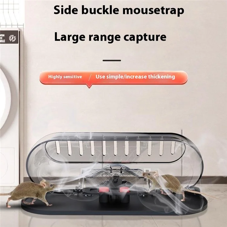 Side Buckle Mouse Trap Sensitive ABS Plastic Mice Catcher with Transparent Lid