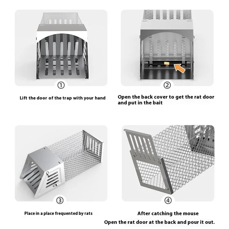 Automatic Continuous Mouse Trap Galvanized Steel Single Door Mice Cage