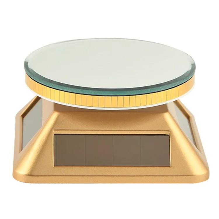 Solar Gem Display Turntable 360 Degrees Acrylic Tray Jewelry Display Stand - Gold