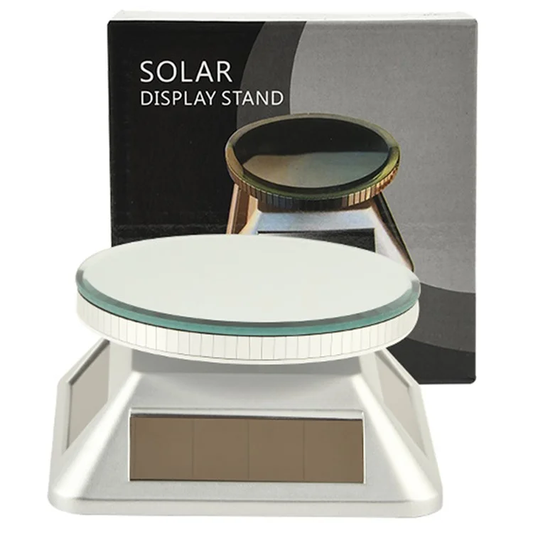 Solar Gem Display Turntable 360 Degrees Acrylic Tray Jewelry Display Stand - Gold