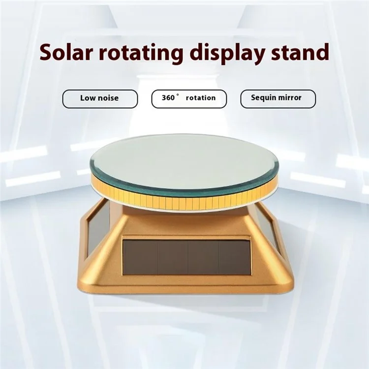 Solar Gem Display Turntable 360 Degrees Acrylic Tray Jewelry Display Stand - Gold