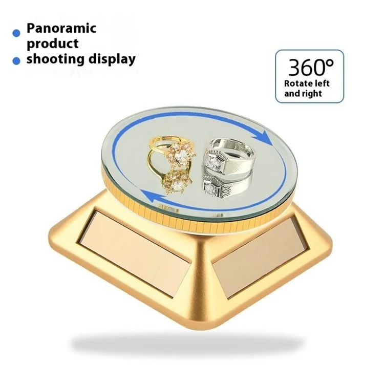 Solar Gem Display Turntable 360 Degrees Acrylic Tray Jewelry Display Stand - Gold