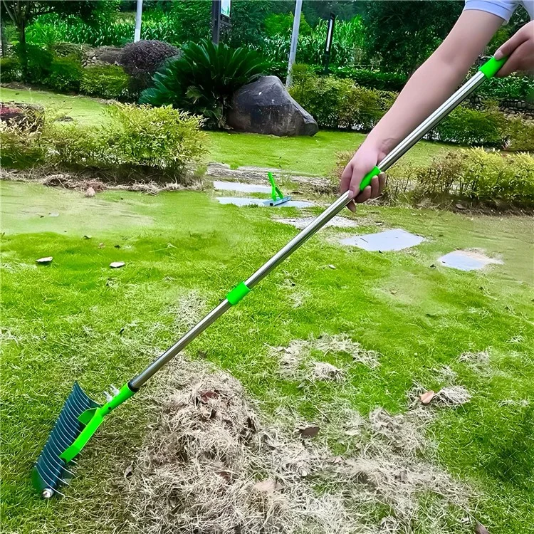 Râteau de jardin en acier inoxydable et en acier allié avec des dents incurvées