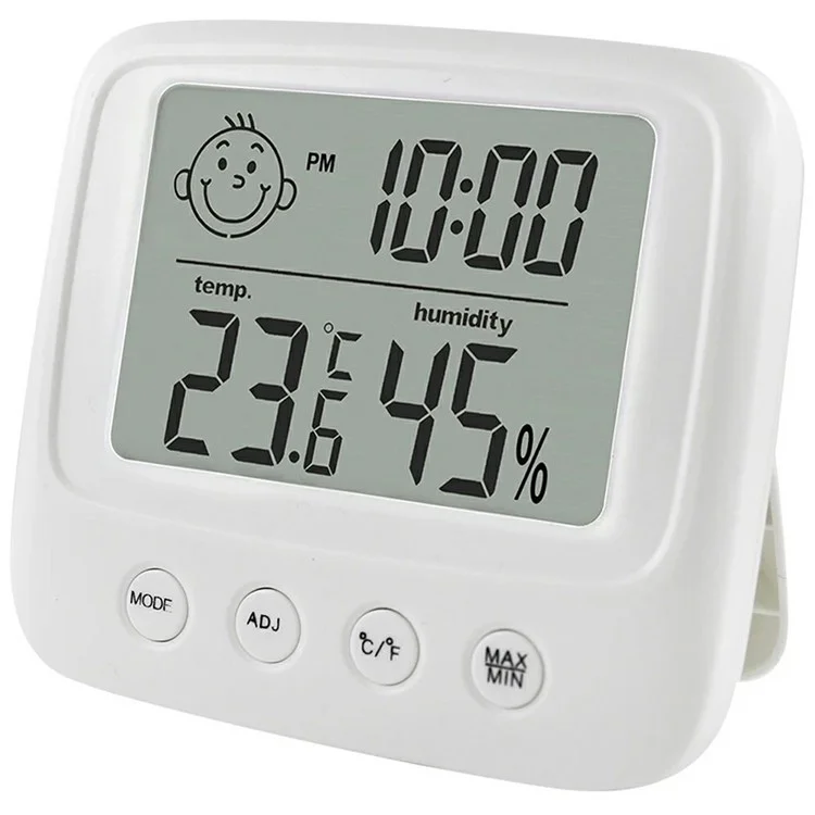 E0828 Smile Face Digital Wecker Multifunktions Haushalt Thermometer Hygrometer (Ohne Hintergrundbeleuchtung)