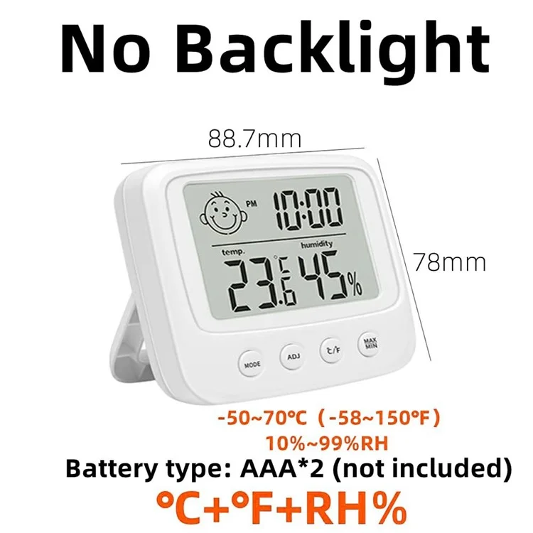 E0828 Smile Face Digital Wecker Multifunktions Haushalt Thermometer Hygrometer (Ohne Hintergrundbeleuchtung)