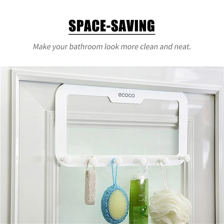 ECOCO Over Door Hook Adhesive 6 Hooks Door Hanger for Clothes Coat Towel Bag - White