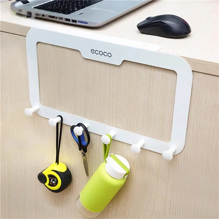 ECOCO Over Door Hook Adhesive 6 Hooks Door Hanger for Clothes Coat Towel Bag - White
