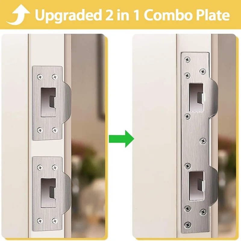 Stainless Steel Latch Plate Door Reinforcer Double Hole Security Latch Plate - Steel Color
