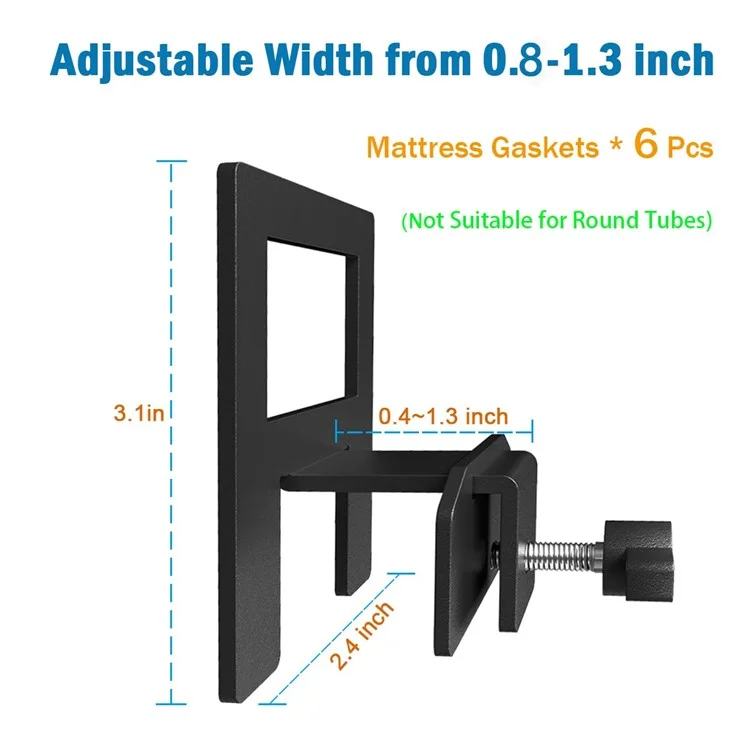 6 Set Style 3 Soporte de colchón antideslizante para estructura de cama de metal, tope de colchón ajustable