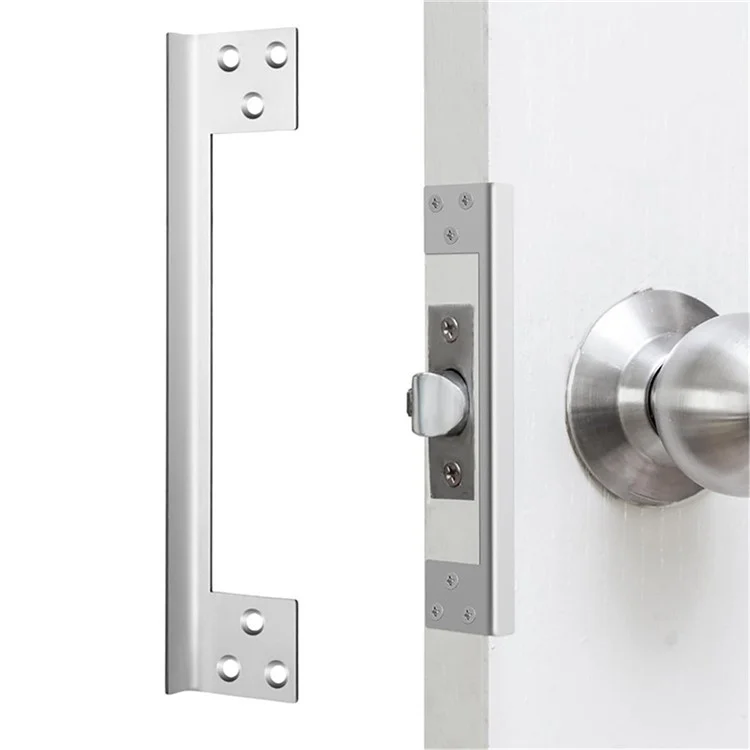 7-inch Door Latch Guard Plate L-Shaped Stainless Steel Door Security Protector Latch Cover - Stainless Steel Color