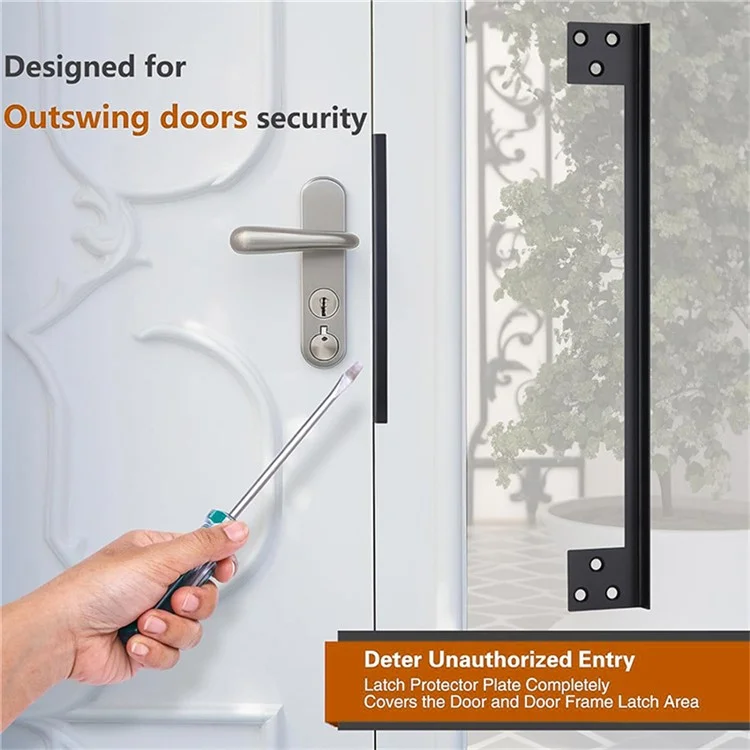 7-inch Door Latch Guard Plate L-Shaped Stainless Steel Door Security Protector Latch Cover - Stainless Steel Color