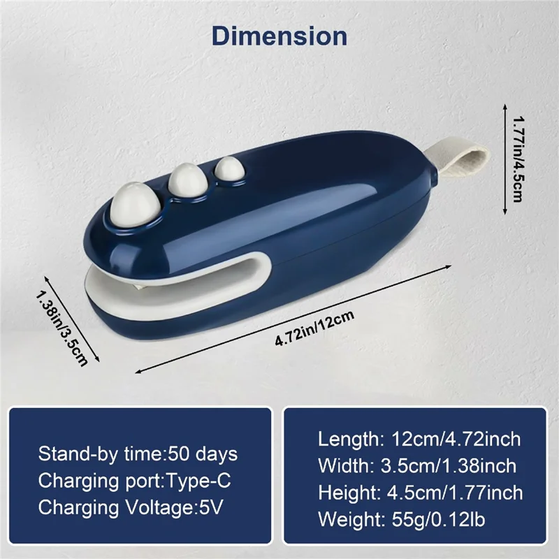 Mini Vacuum Sealer USB Rechargeable Handheld Easy Seal Bag Sealer for Food Storage - Blue
