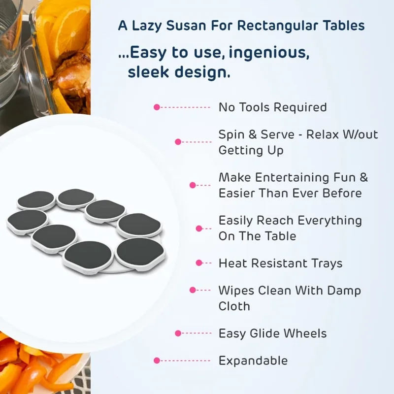 8 Trays ABS Turntable Kitchen Dining Table 360 Degree Manual Meal Rotating Tray
