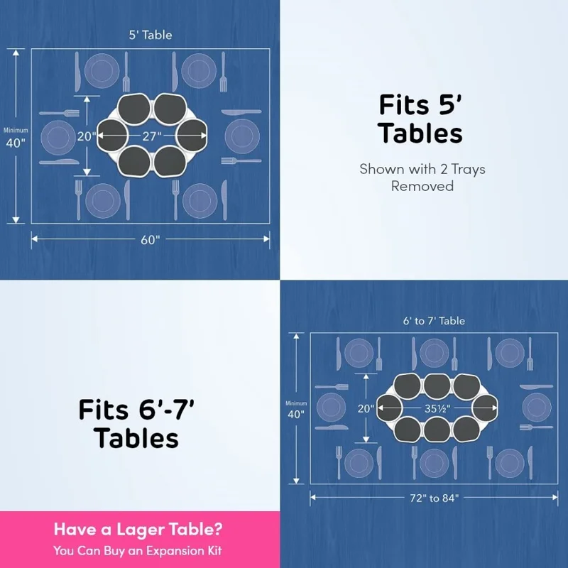 8 Trays ABS Turntable Kitchen Dining Table 360 Degree Manual Meal Rotating Tray