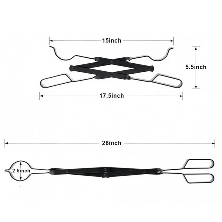 Pinza plegable de acero para leña para interiores y exteriores, herramienta ignífuga para chimenea.