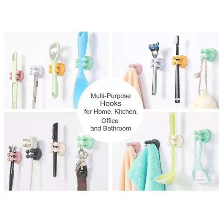 Silicone Wall Hook for Bathroom Kitchen Drill Free Toothbrush Razor Holder Adhesive Hanger - Mint Green