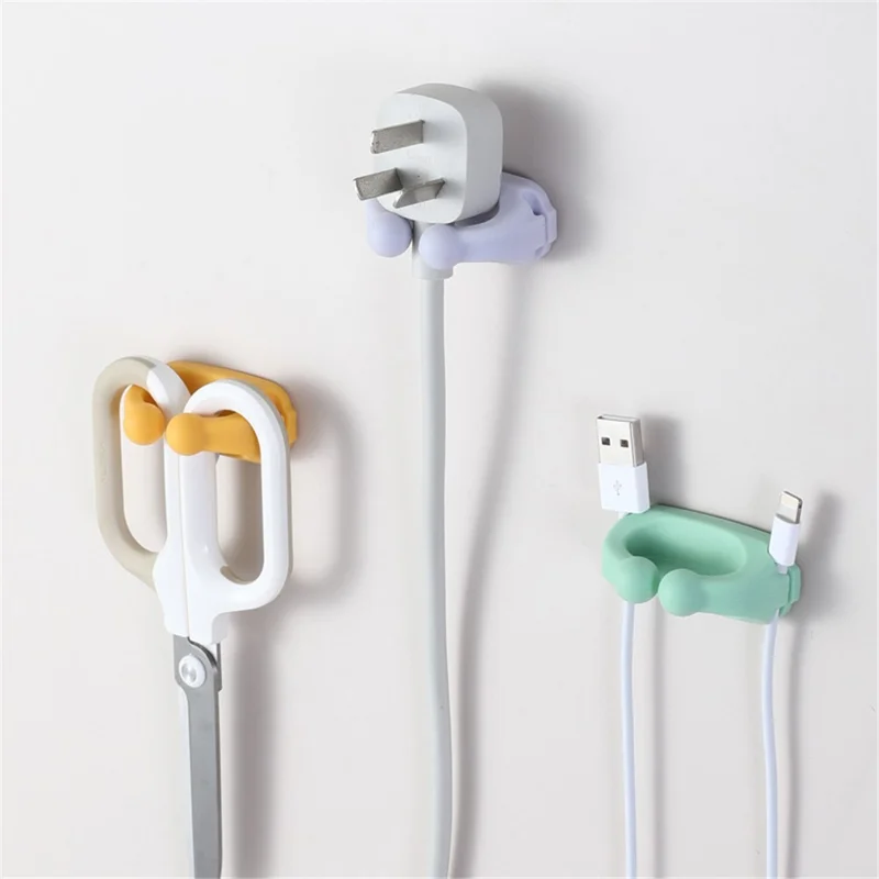 Waterproof Silicone Hanger Adhesive Wall Hook for Bathroom Toothbrush Holder Rack - Yellow