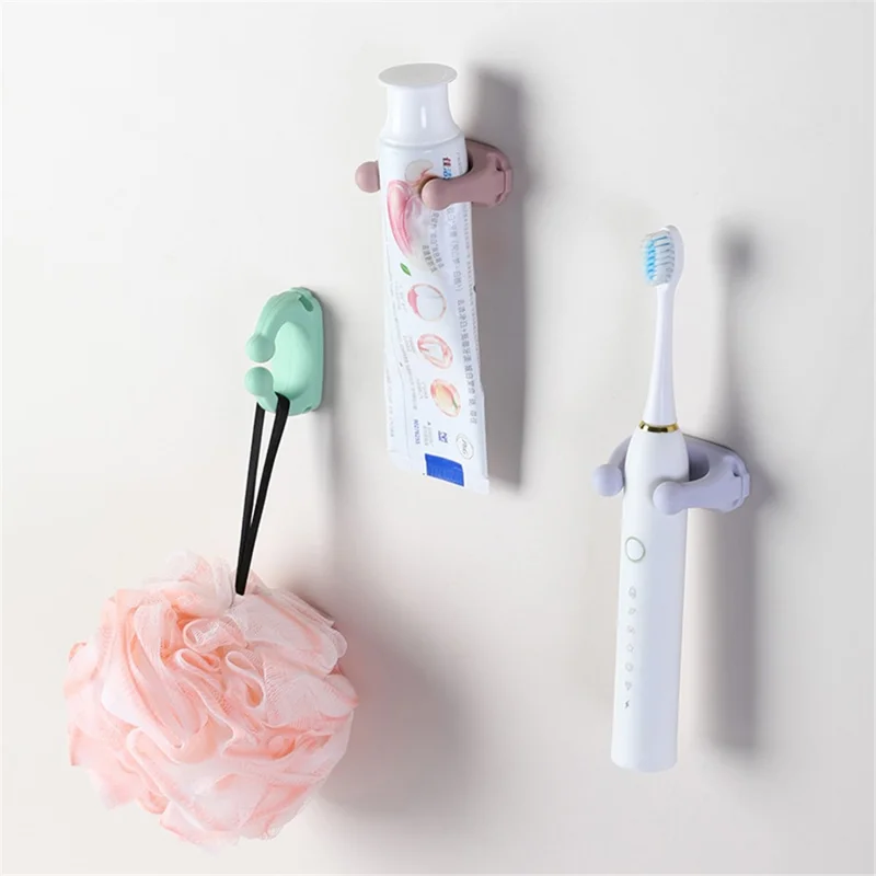 Waterproof Silicone Hanger Adhesive Wall Hook for Bathroom Toothbrush Holder Rack - Yellow