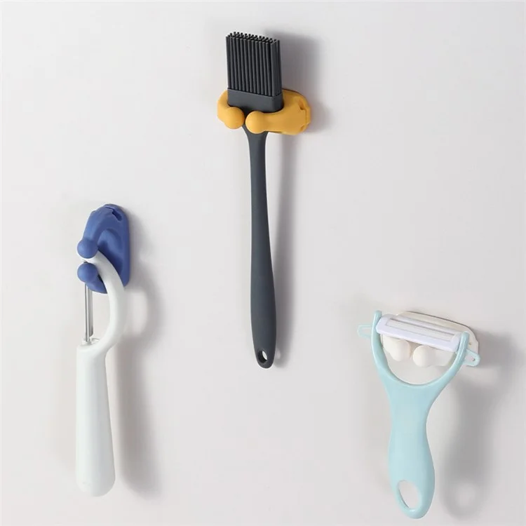Waterproof Silicone Hanger Adhesive Wall Hook for Bathroom Toothbrush Holder Rack - Blue
