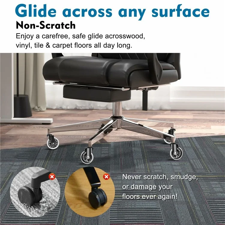 Roulettes de chaise de 3 pouces silencieuses et transparentes, roues de rechange pour chaise de bureau et de maison.