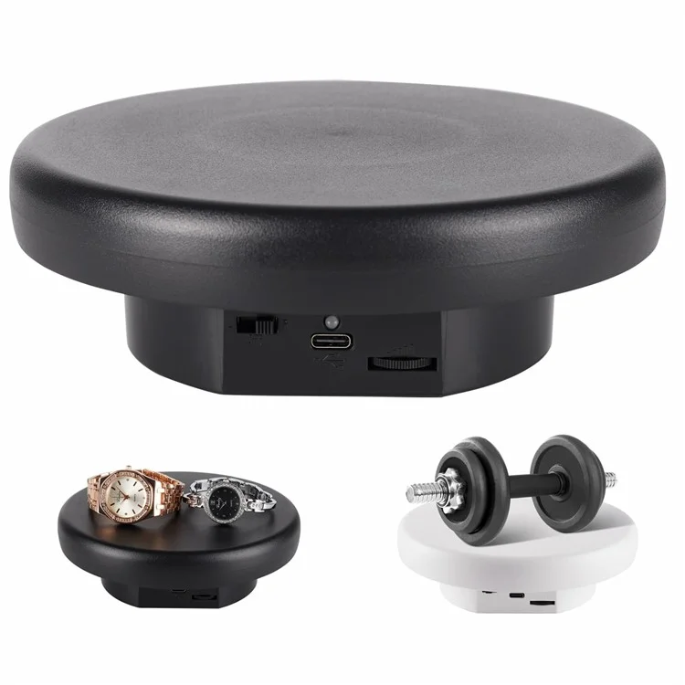 Supporto girevole da 16 cm per gioielli, rotazione a 360 gradi, fotografa con velocità regolabile - Nero