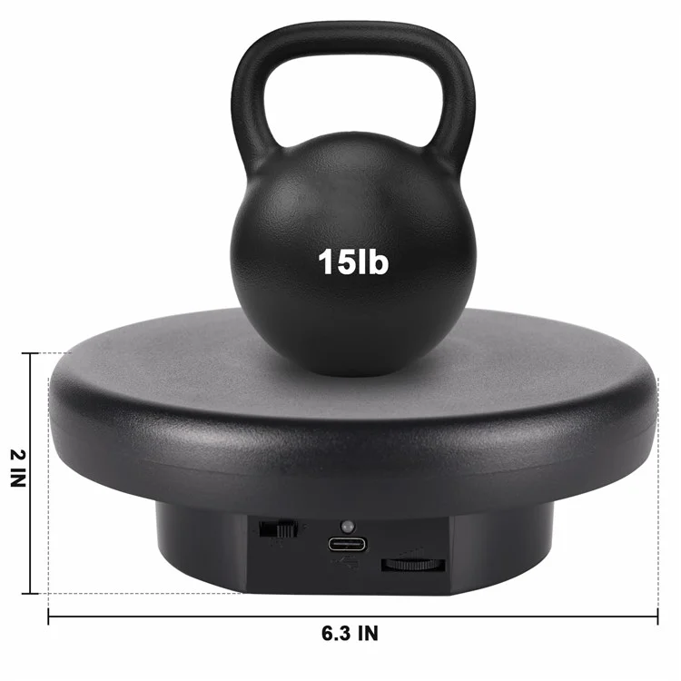 Supporto girevole da 16 cm per gioielli, rotazione a 360 gradi, fotografa con velocità regolabile - Nero