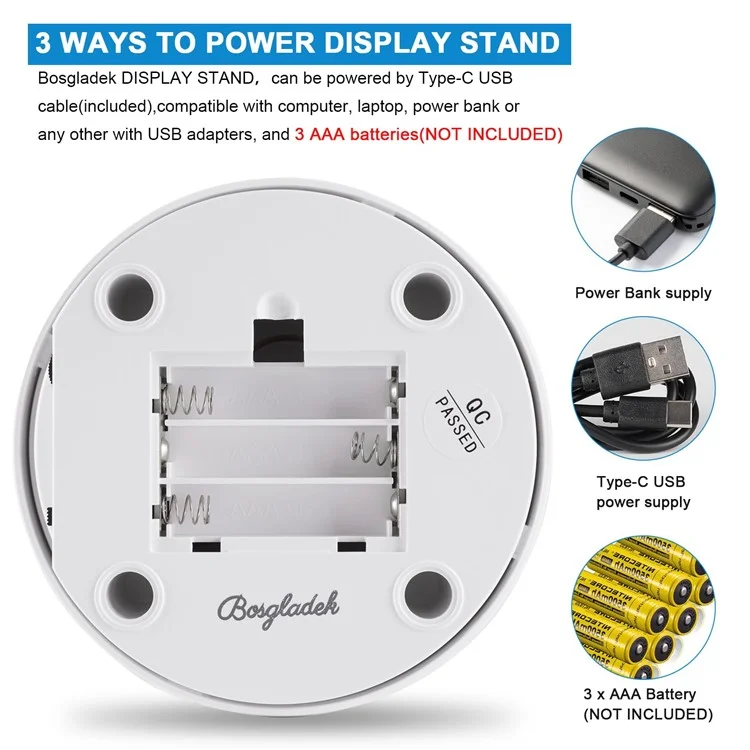 12cm Electric Rotating Display Stand Jewelry 360-Degree Photography Adjustable Speed Turntable - White