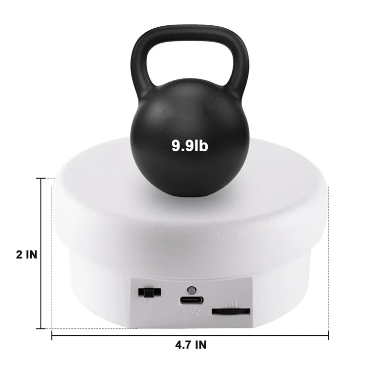 12cm Electric Rotating Display Stand Jewelry 360-Degree Photography Adjustable Speed Turntable - White