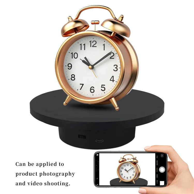 14cm USB Powered Electric Rotating Display Stand Jewelry Photography Turntable - Black