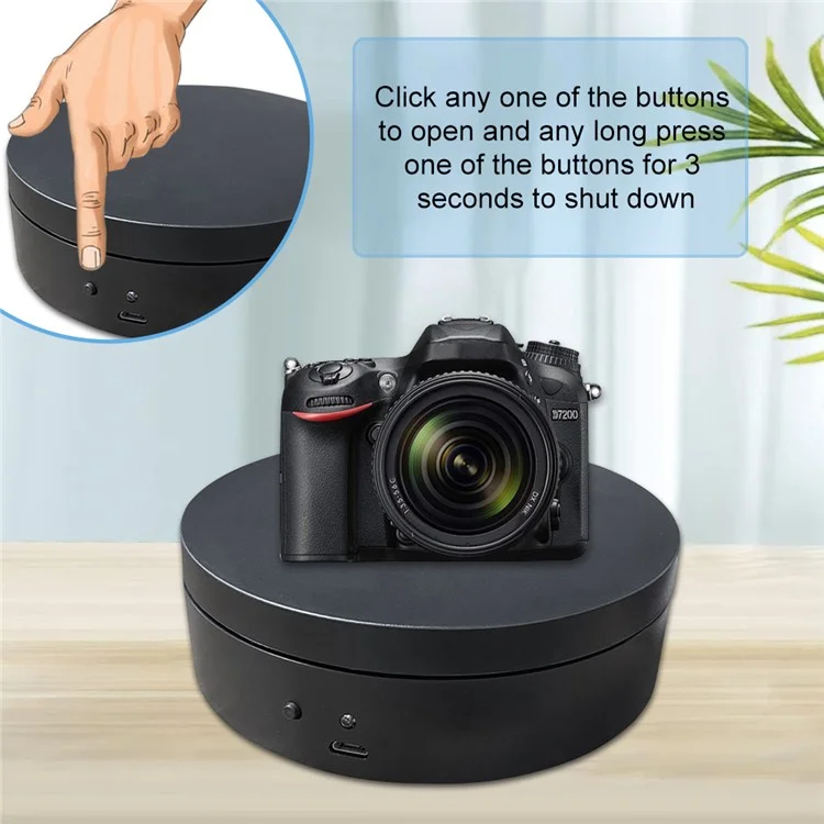 10cm USB Powered Electric Rotating Display Stand Jewelry Photography Turntable - Black