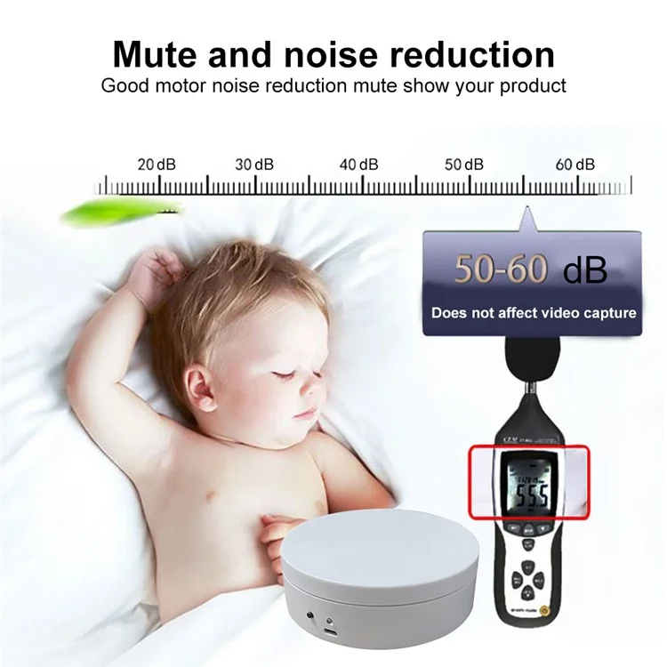 10cm USB Powered Electric Rotating Display Stand Jewelry Photography Turntable - Black