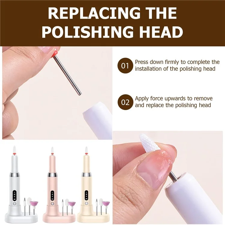 Máquina de lixar unhas K16 Portable Electric Nail File Set Manicure Pedicure Polishing Gel Removal Tool - Branco