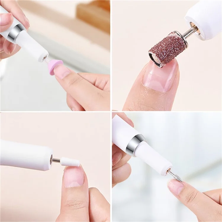 Máquina de lixar unhas K16 Portable Electric Nail File Set Manicure Pedicure Polishing Gel Removal Tool - Branco