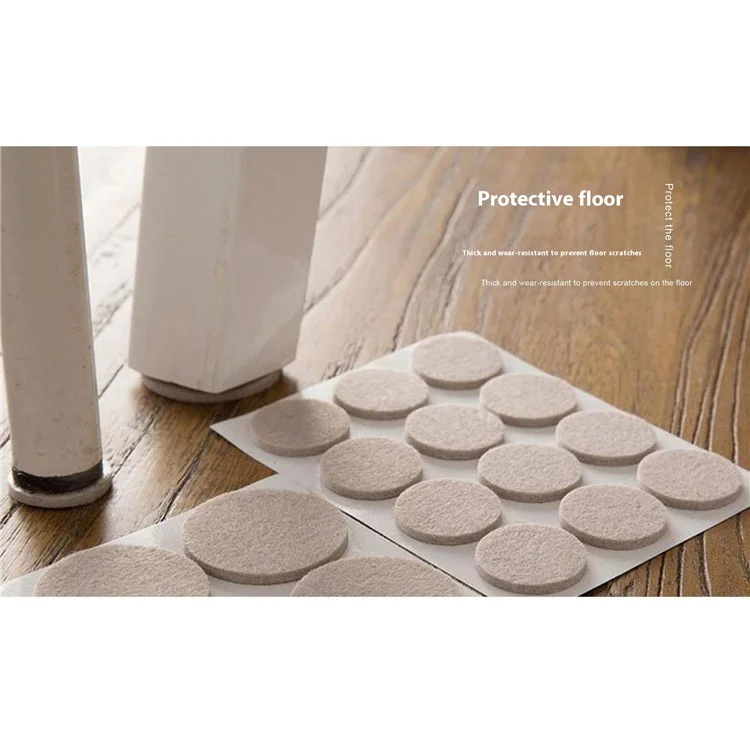 M100 100Pcs / Set Self-Adhesive Felt PVC Chair Table Foot Pad Furniture Silent Non-Slip Floor Protection Mats - Beige