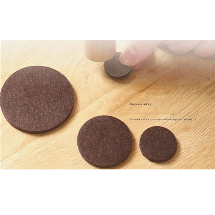 M100 100Pcs / Set Self-Adhesive Felt PVC Chair Table Foot Pad Furniture Silent Non-Slip Floor Protection Mats - Beige